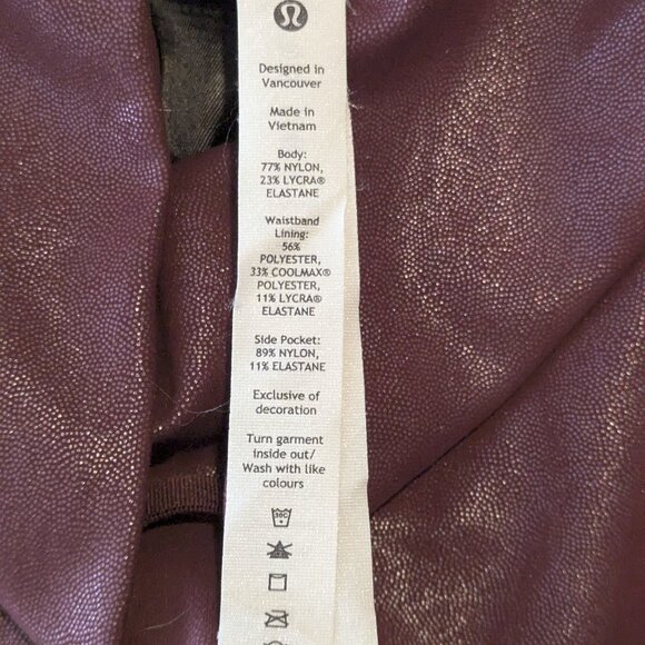 Lululemon Wunder Train Foil Tight Red Merlot 25" w/Pockets Free shipping! - Picture 13 of 13